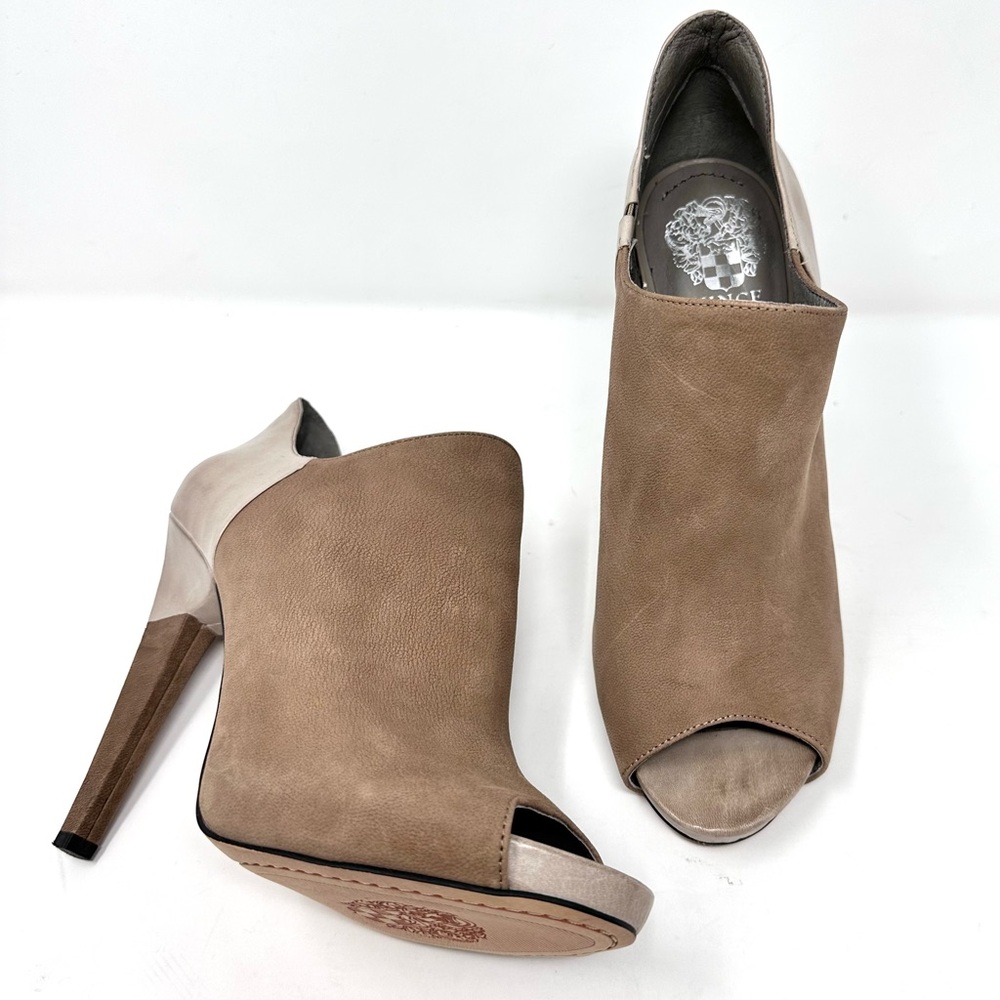 Vince Camuto Brendas Womens Tan Leather Suede High Heel Booties - Picture 5 of 13